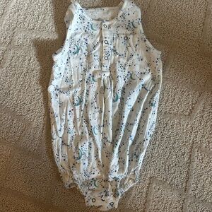 EGG by Susan lazar Sleeveless Baby Romper with Moon and Star Print